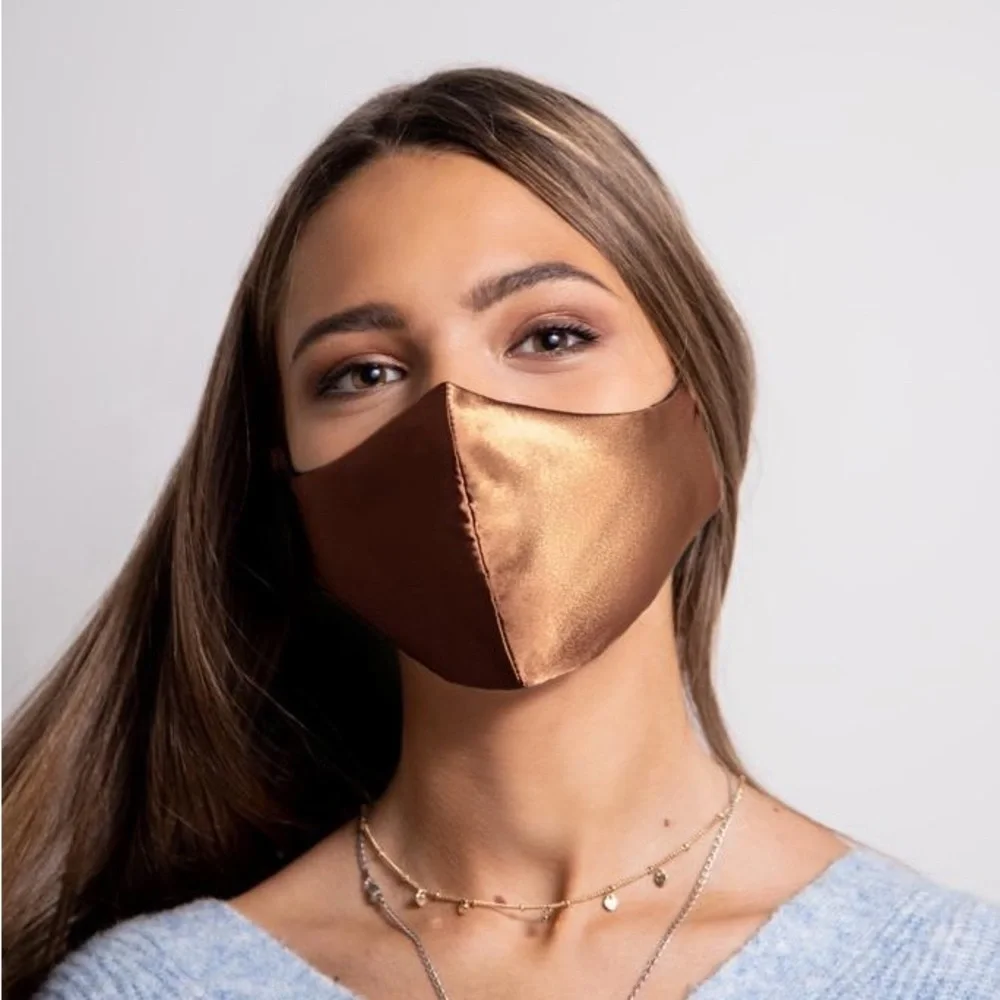 Elegant dark Brown Satin Face Mask